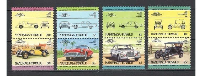 TUVALU, NANUMAGA 1984 - AUTOMOBILE DE EPOCA - SERIE DE 8 TIMBRE - NESTAMPILATA - MNH / auto280